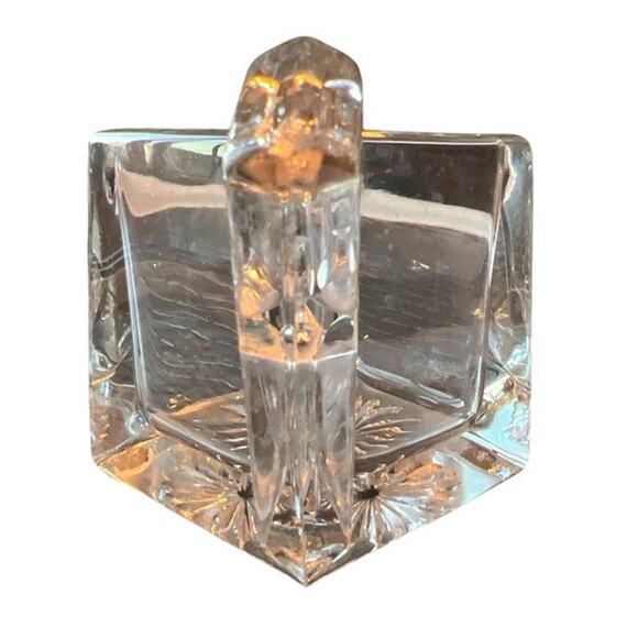 Heisey Clear Quatro Fine Crystal Open Sugar Bowl Vase Heavy Glass Square Handles - Picture 2 of 12